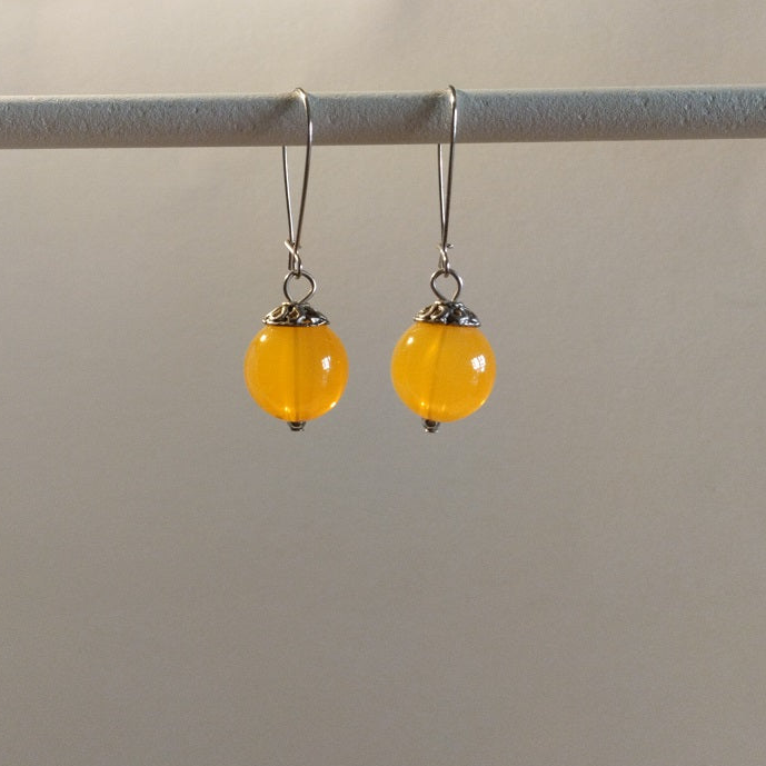 Σκουλαρίκια με κίτρινες χάντρες