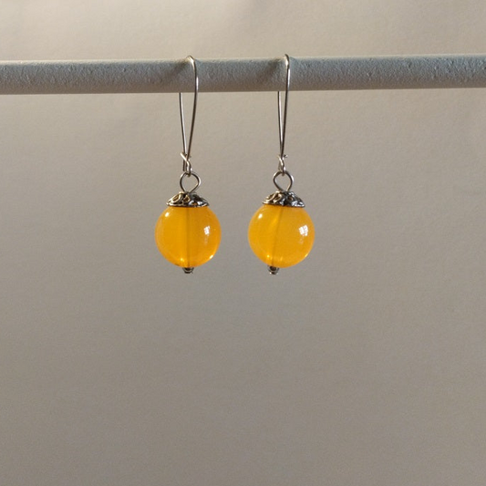 Σκουλαρίκια με κίτρινες χάντρες