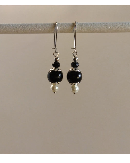Σκουλαρίκια Μαύρα Πέρλες