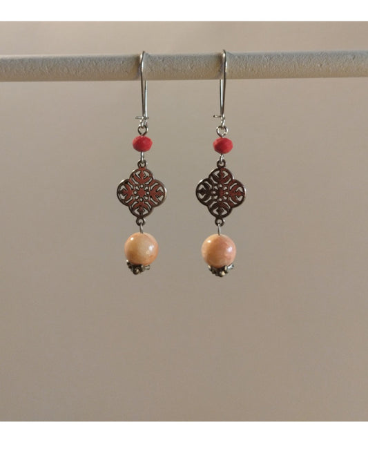 Σκουλαρίκια Κόκκινα Ροζ Διακοσμητικά