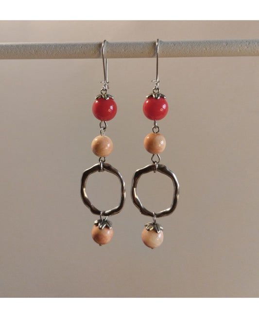 Σκουλαρίκια Μακριά Κόκκινα Ροζ