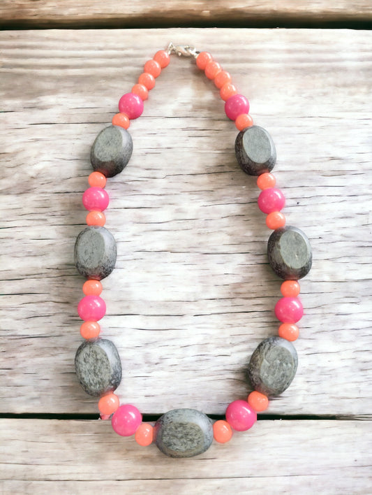 Κολιέ πολύχρωμο με ανθρακί ξύλινες χάντρες