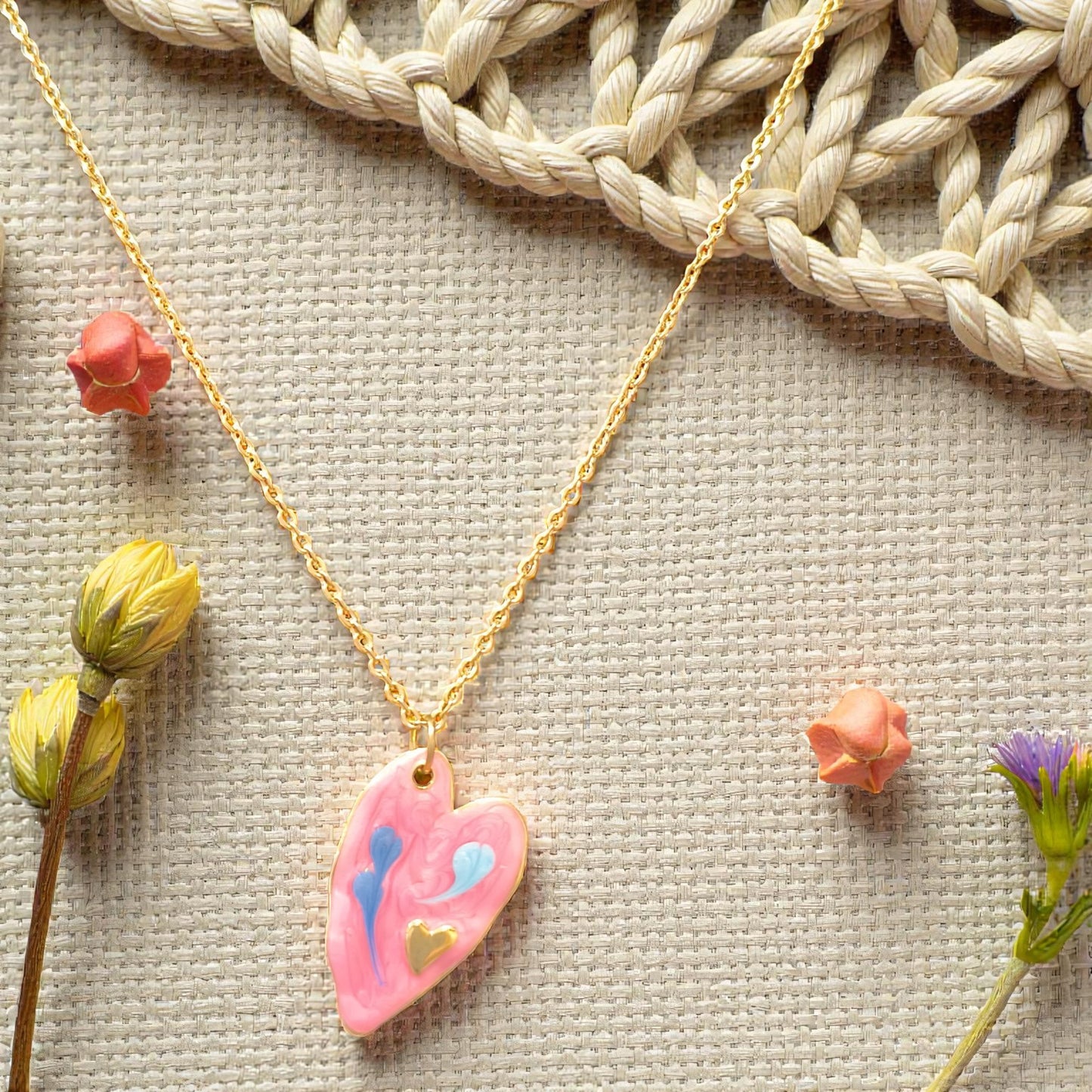 Κολιέ με Ροζ Καρδιά
