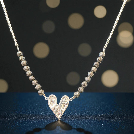 Κολιέ με Καρδιά και Ασημένιες Λάβες