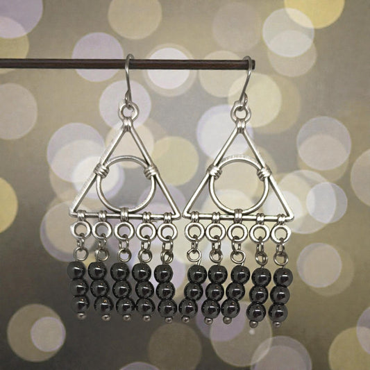 Σκουλαρίκια με Αιματίτη Γεωμετρικά