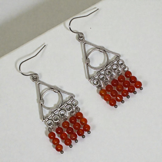 Σκουλαρίκια με Καρνεόλη Γεωμετρικά