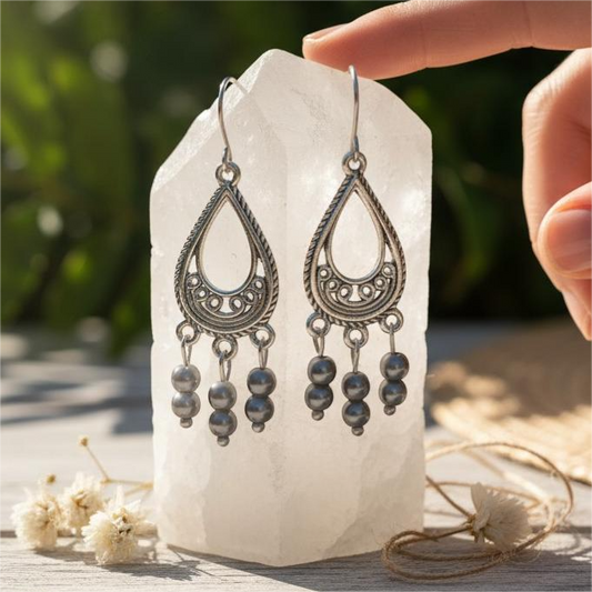 Σκουλαρίκια Αιματίτης Boho Σταγόνα